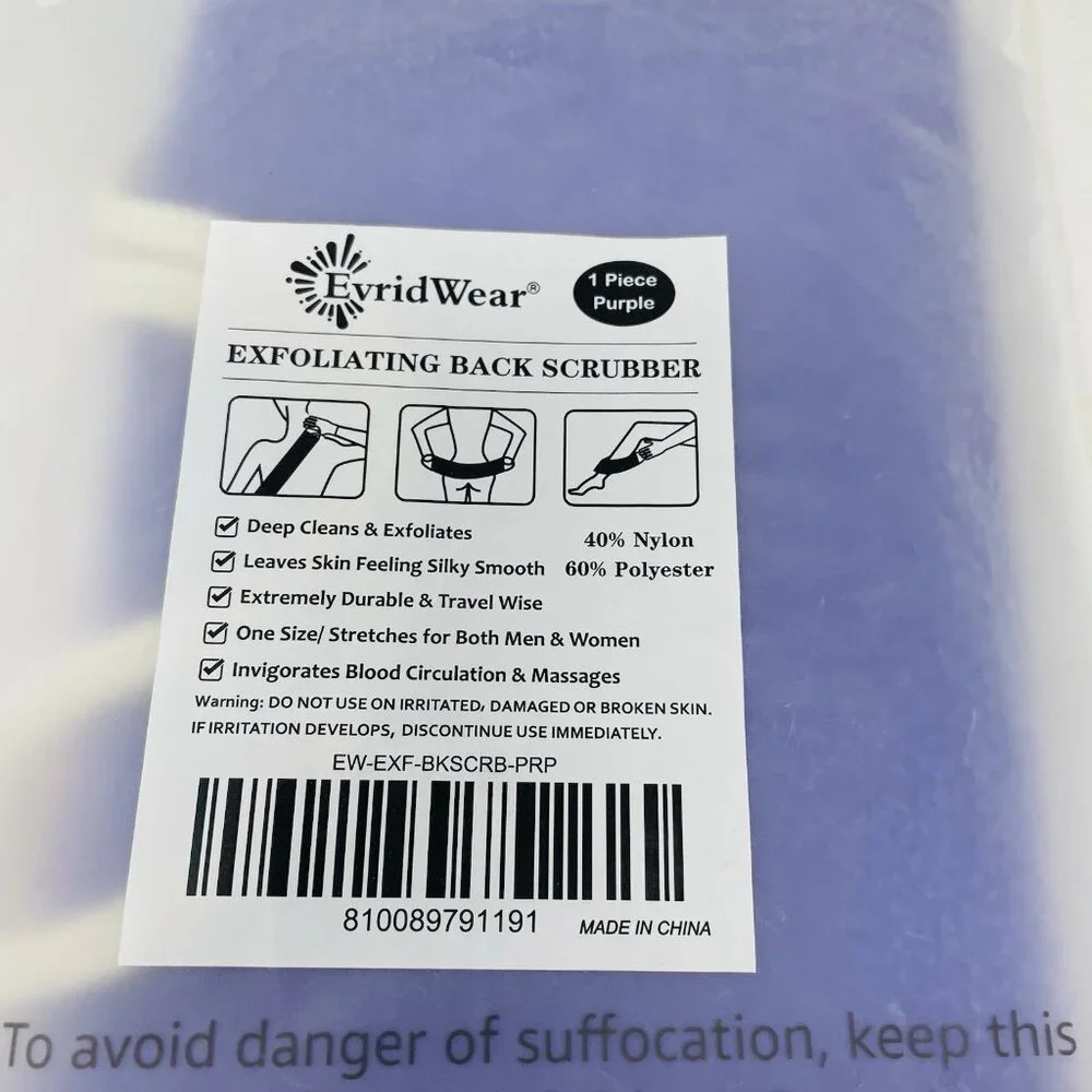 Evridwear Exfoliating Back Scrubber with Handles Two Sides for Body‎ Shower 1149